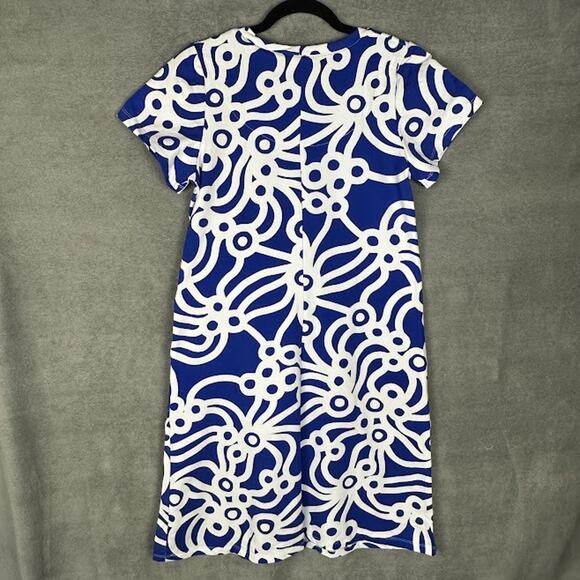 Lesley Evers Dress Womens Medium Blue Short Sleeve Stretch Comfort Resort Beach - Picture 7 of 13